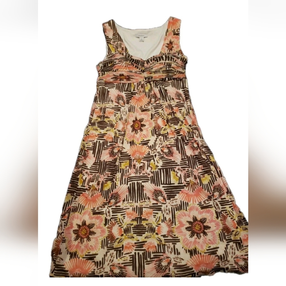 Dressbarn 10 Y2K Sleeveless Mesh Padded Bust Side Zip Pink Brown Dress Lined